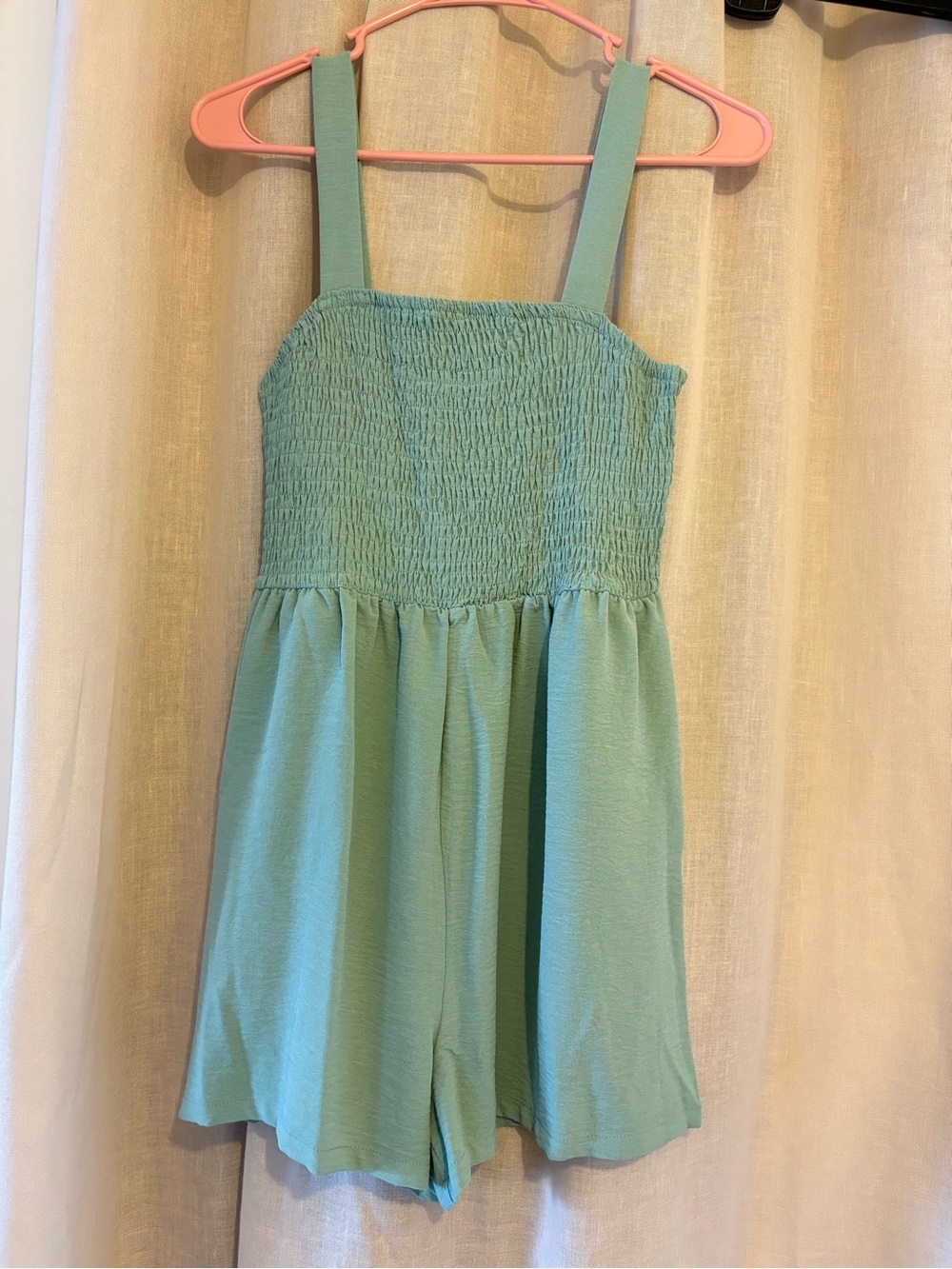 Smocked Bodice Green Romper